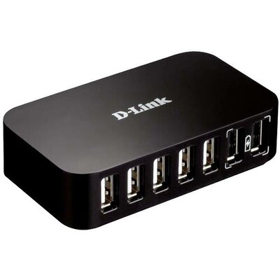 D-Link DUB-H7/E 5+2 port USB 2.0 hub Gyorstöltő csatlakozóval Fekete