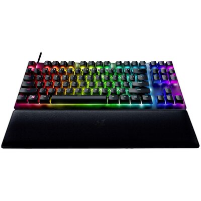 RAZER Huntsman V2 Tenkeyless Vezetékes Gamer billentyűzet német, QWERTZ Fekete Világít, Csuklótámasz, Levehető kbáel