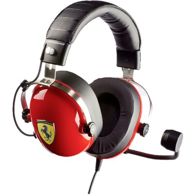 Thrustmaster T.Racing Scuderia Ferrari Edition-DTS Gamer Over Ear headset Vezetékes Stereo Piros Headset, Hangerő szabályozás, Mikrofon némítás