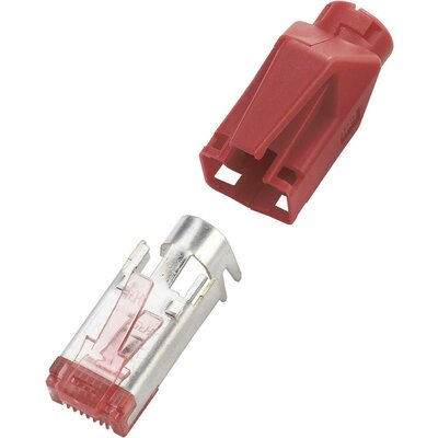 RJ45 dugó, CAT 6 árnyékolt kábelhez, egyenes, 10 db, piros, Hirose Electronic HR31RT10