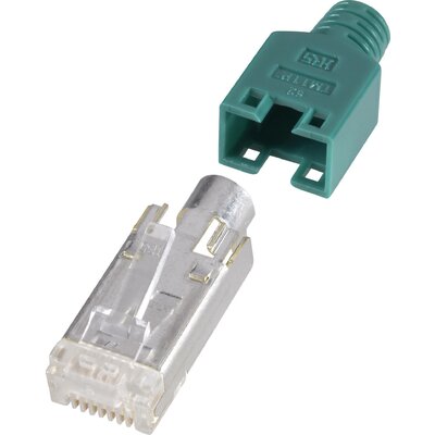 RJ45 CAT 5e egyenes dugó 8P8C 10 db-os készlet, zöld színű Hirose Electronic 973089