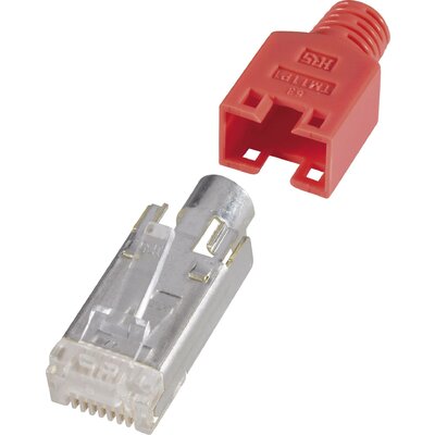 RJ45 CAT 5e egyenes dugó 8P8C 10 db-os készlet, piros színű Hirose Electronic 973090