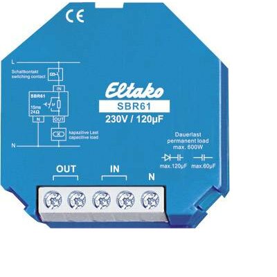 Eltako 61100330 Áramkorlátozó relé kapacitív 230V / 120 microfarad. 1 NEM érintkező 10A / 250VAC Kék