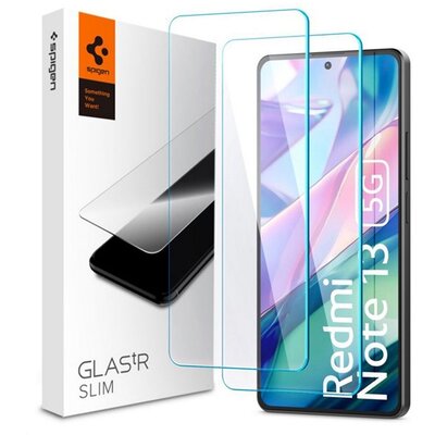 SPIGEN AGL08294 SPIGEN SLIM képernyővédő üveg 2db (2.5D, tokbarát, ultravékony, 0.2mm, extra karcálló, 9H) ÁTLÁTSZÓ [Xiaomi Redmi Note 13 5G]