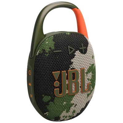 JBL JBLCLIP5SQUAD JBL CLIP5 bluetooth hordozható hangszóró (v5.3, 1400mAh belső akkumulátor, 7W, IP67 vízálló, terep mintás) SÖTÉTZÖLD