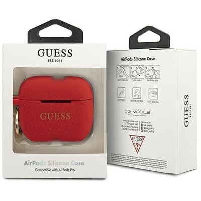 GUESS tok APPLE AirPods Pro GUACAPSILGLRE (Silicone Glitter) piros