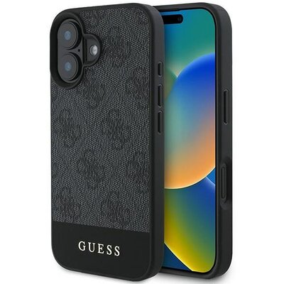 GUESS tok IPHONE 16 Plus GUHCP16MG4GLGR (PC/TPU 4G PU Bottom Stripe) szürke