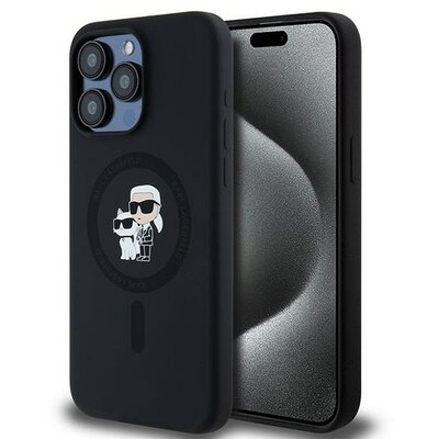 KARL LAGERFELD tok IPHONE 15 Pro Max compatible with MagSafe KLHMP15XSCMKCRHK (Silicone KC Body Ring) black