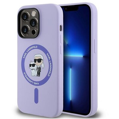 KARL LAGERFELD tok IPHONE 14 Pro compatible with MagSafe KLHMP14LSCMKCRHU (Silicone KC Body Ring) purple