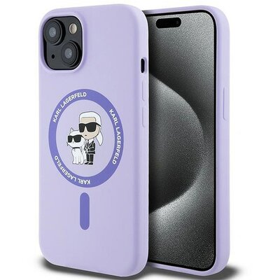 KARL LAGERFELD tok IPHONE 15 compatible with MagSafe KLHMP15SSCMKCRHU (Silicone KC Body Ring) purple