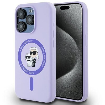 KARL LAGERFELD tok IPHONE 15 Pro compatible with MagSafe KLHMP15LSCMKCRHU (Silicone KC Body Ring) purple