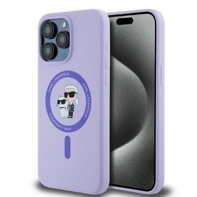 KARL LAGERFELD tok IPHONE 15 Pro Max compatible with MagSafe KLHMP15XSCMKCRHU (Silicone KC Body Ring) purple