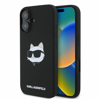 KARL LAGERFELD tok IPHONE 16 compatible with MagSafe KLHMP16SSCHPPLK (Sil Choupette Head Print) black