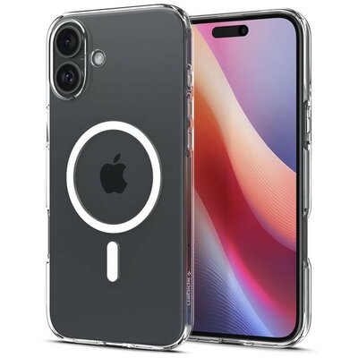 Apple iPhone 16, Szilikon tok, Magsafe töltővel kompatibilis, Spigen Crystal Flex Mag, átlátszó