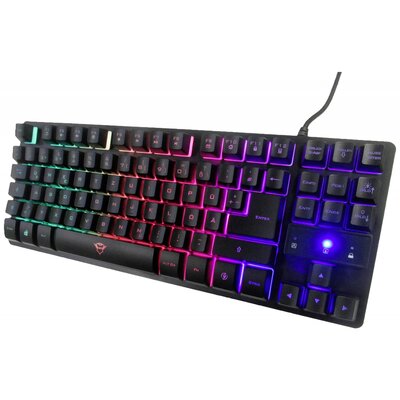 Trust GXT833 THADO TKL USB, Vezetékes Gamer billentyűzet német, QWERTZ Fekete, RGB Világít, Multimédia gombok