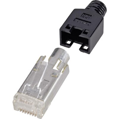 RJ45 dugó, árnyékolt, CAT5e, egyenes, 8P8C, fekete, renkforce H9540.4-10 10 db