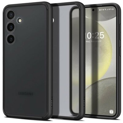 Samsung Galaxy S24 SM-S921, Műanyag hátlap védőtok + szilikon keret, Spigen Ultra Hybrid Matte, áttetsző/fekete