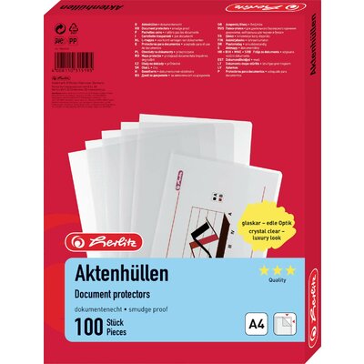 Herlitz Átlátszó iratborító 10843746 DIN A4 PP 0.11 mm Üvegtiszta 10843746 100 db