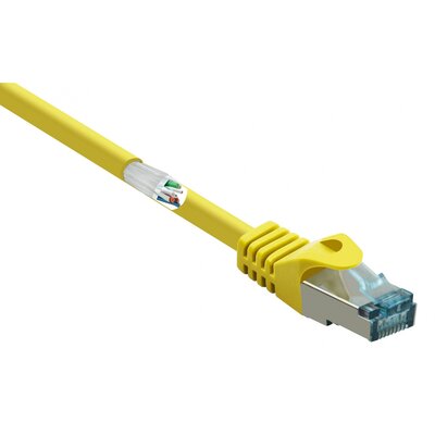 Renkforce RF-5246626 RJ45 Hálózati kábel, patchkábel CAT 6A S/FTP 0.15 m Sárga Védővel, Lángálló 1 db