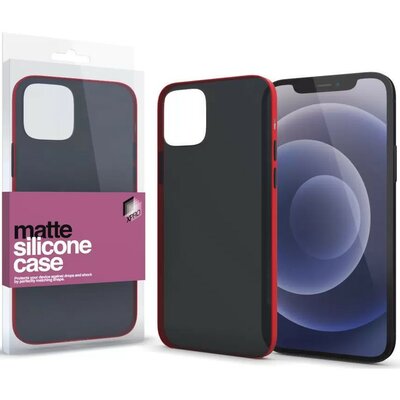 Apple iPhone 14, Szilikon tok, színes gombokkal, Xprotector Matte, áttetsző/piros