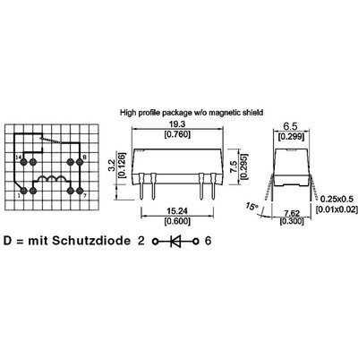 Reed relé Dual-in-line házban, DIP05-1C90-51D, 5 V/DC 0.5 A 10 W StandexMeder Electronics