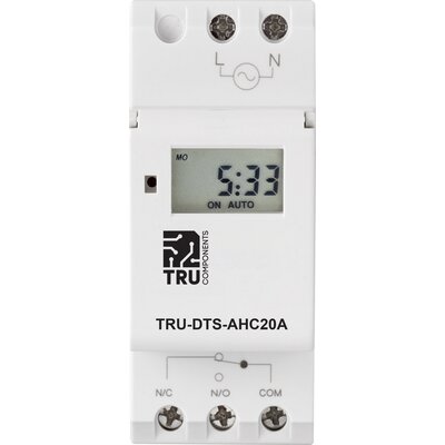 TRU COMPONENTS TC-8576104 Időkapcsoló óra kalapsínhez TRU-DTS-AHC20A 230 V/AC Heti program