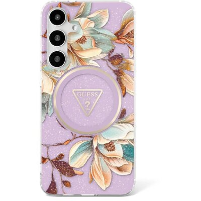 GUESS tok SAMSUNG S25 Ultra GUHMS25LHFLPEDU (Magnetic IML Metal Glitter Flowers Triangle) purple