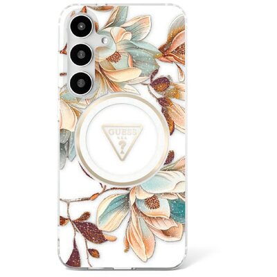 GUESS tok SAMSUNG S25 Ultra GUHMS25LHFLPEDH (Magnetic IML Metal Glitter Flowers Triangle) white