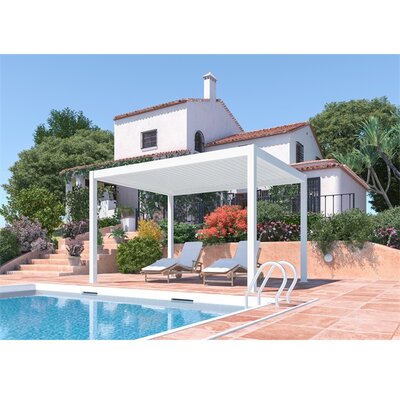 Iris MP-103WH bioklimatikus, elektromos mozgatású, LED világítású, fehér 3x4 m pergola