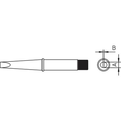 Weller CT6E8 W101 pákához. Hosszú, keskenyedő, kétoldalt csapott, lapított, véső formájú pákahegy, forrasztóhegy 7.0 mm