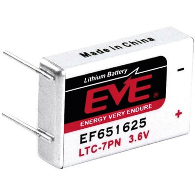 LTC-7PN lítium elem, forrasztható, 3,6V 750 mAh, 25,8 x 16,85 x 14,6 mm, EVE EF651625